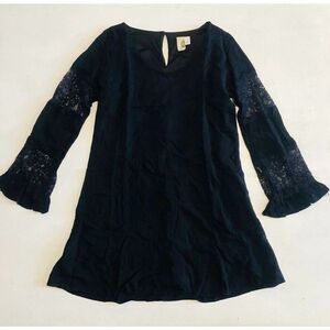 Anthropologie Black Blouse Lace Sleeve